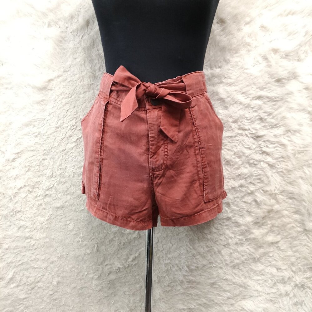 Free People Women's Red Tencel Cargo Shorts Size 6